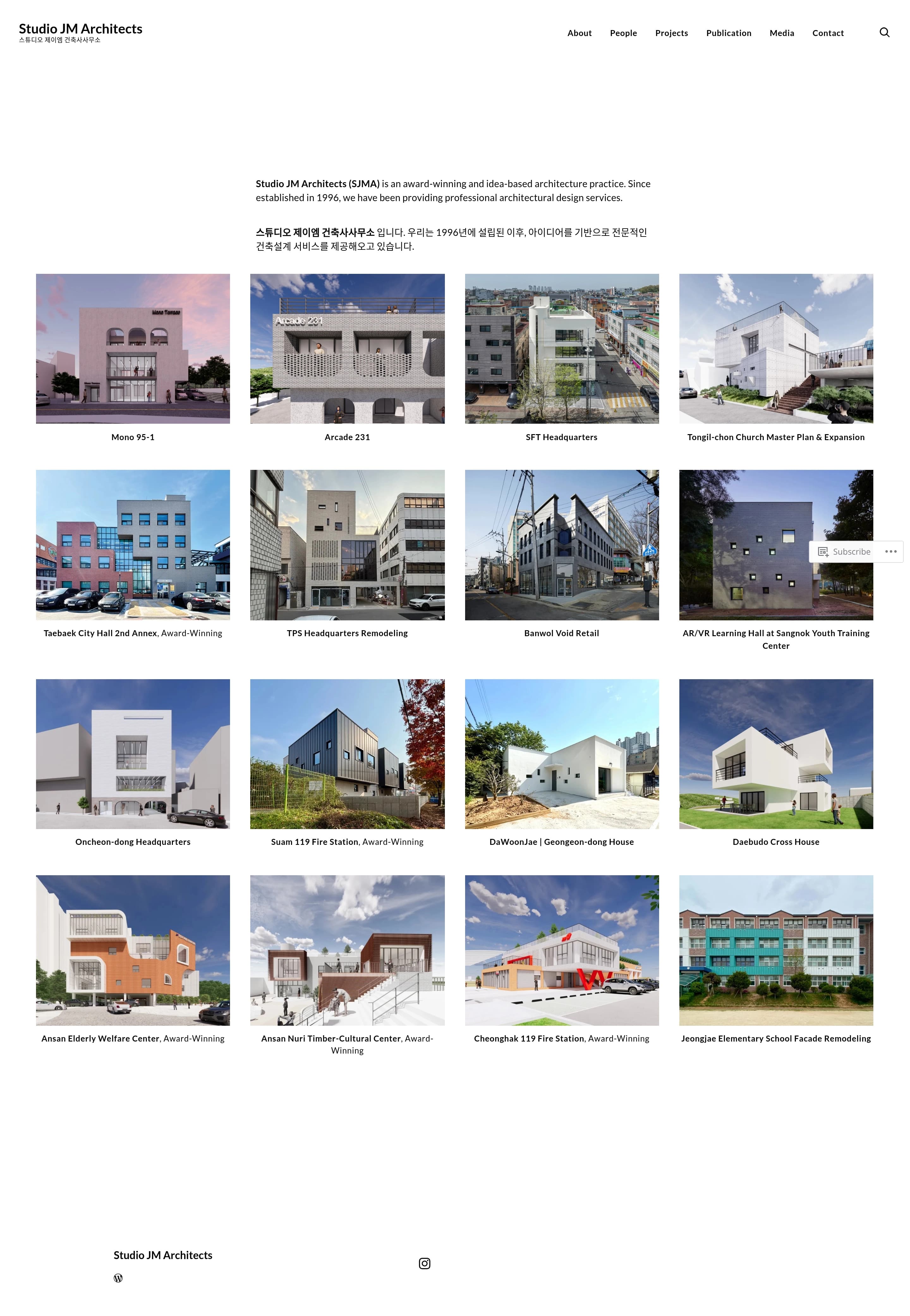 Studio JM Architects — 인테리어/가구 포트폴리오 웹사이트 디자인 레퍼런스