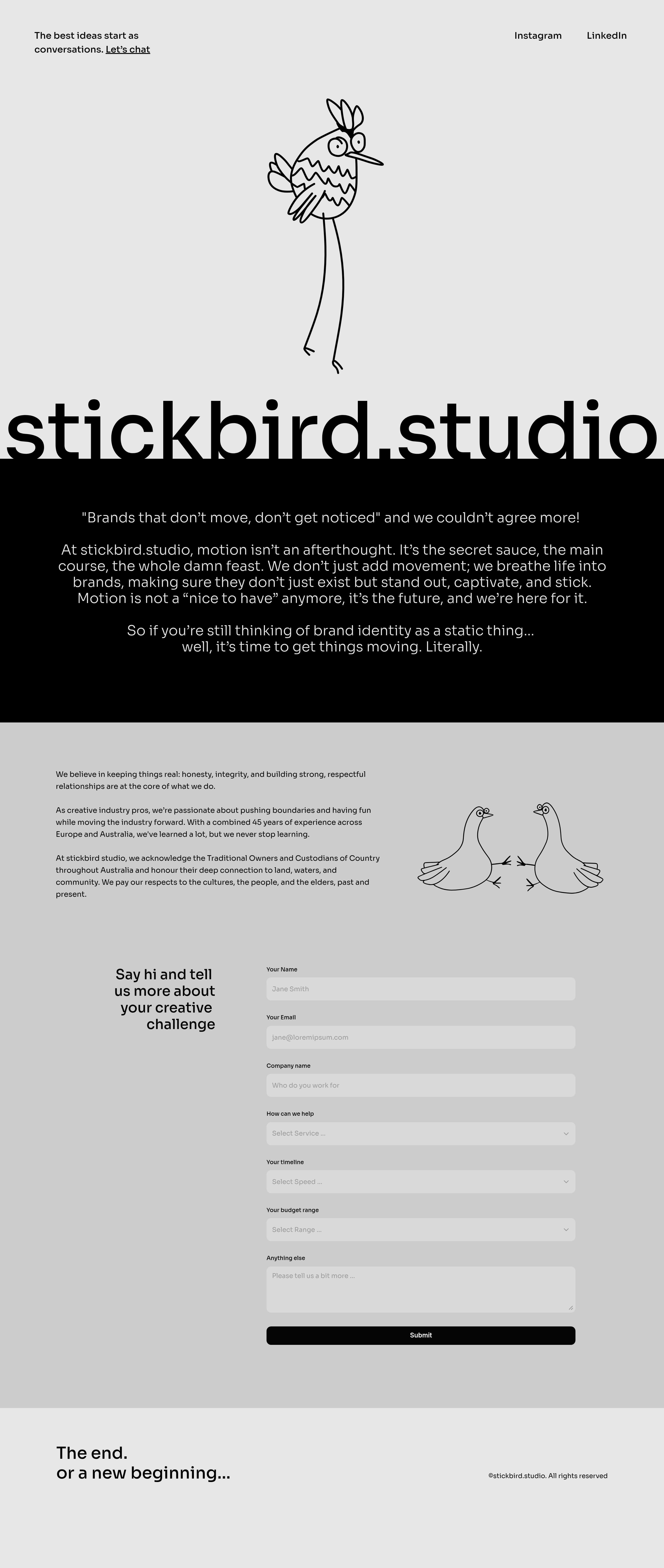 stickbird.studio — 기타 포트폴리오 웹사이트 디자인 레퍼런스
