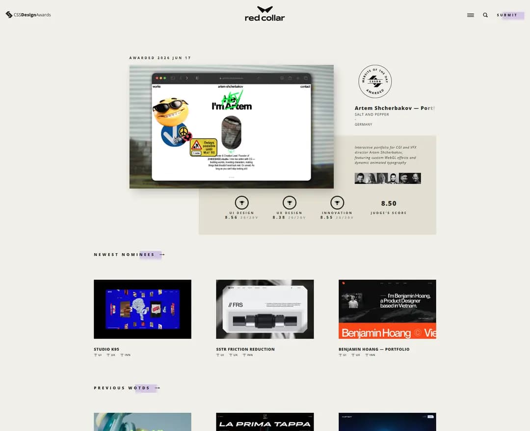 CSS Design Awards — IT/스타트업 콘텐츠/미디어 웹사이트 디자인 레퍼런스