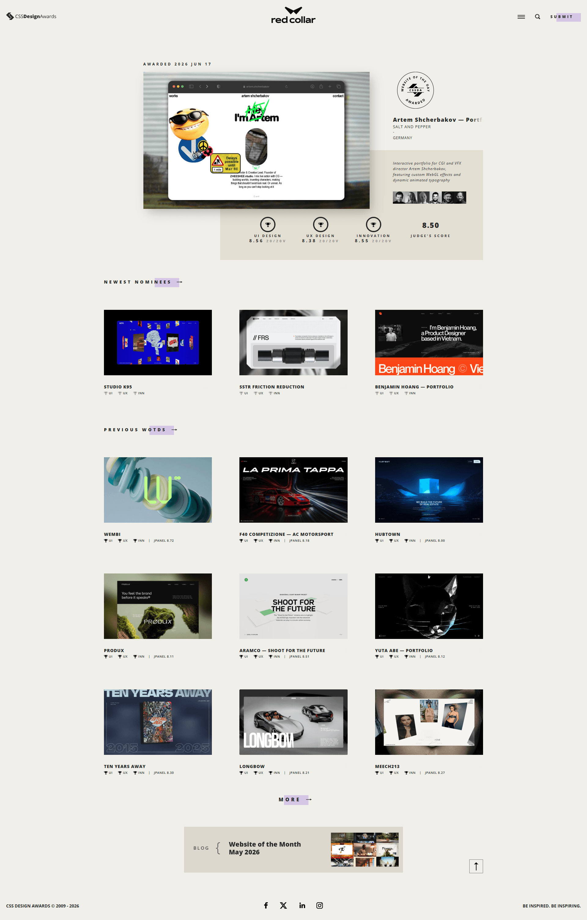 CSS Design Awards — IT/스타트업 플랫폼 웹사이트 디자인 레퍼런스 스크린샷 1