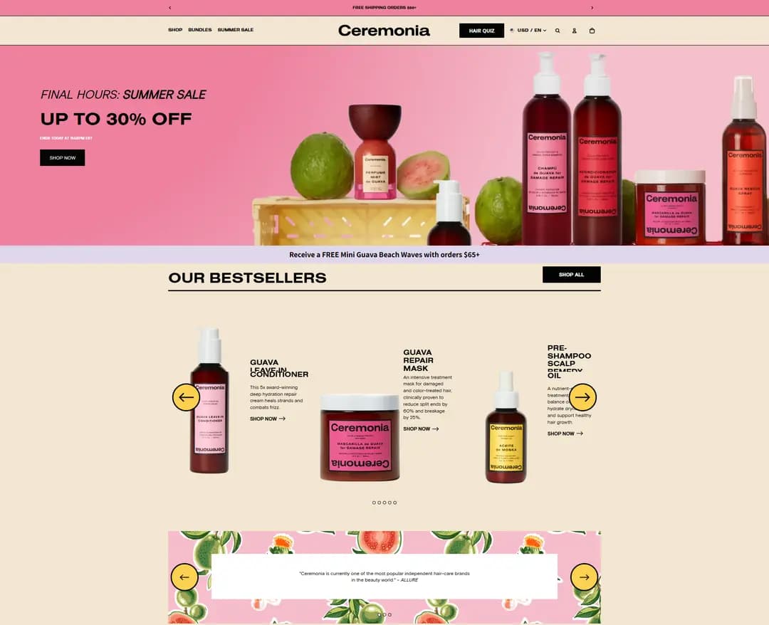 Ceremonia — 화장품 쇼핑몰 웹사이트 디자인 레퍼런스