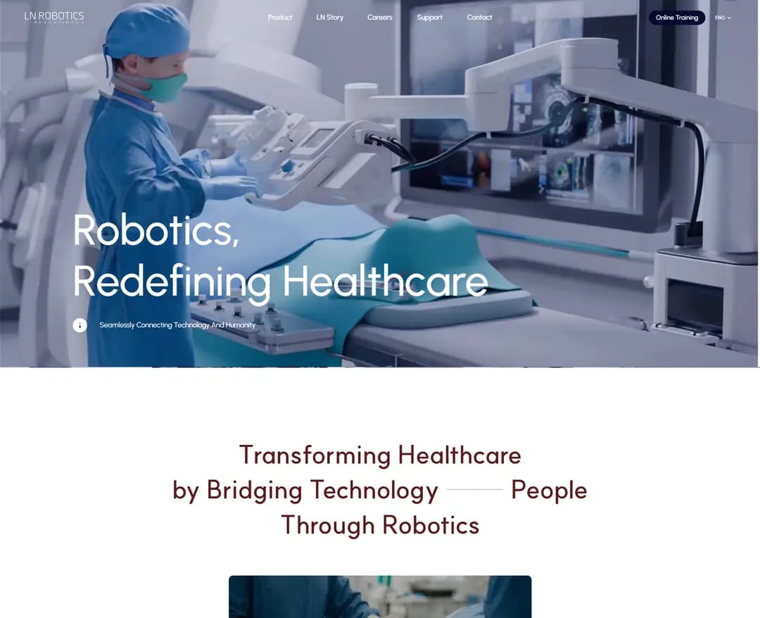 LN ROBOTICS — 병원/의료 브랜드/기업 웹사이트 디자인 레퍼런스
