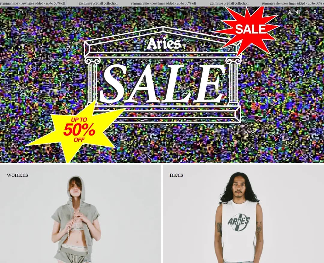 Aries — 패션 쇼핑몰 웹사이트 디자인 레퍼런스