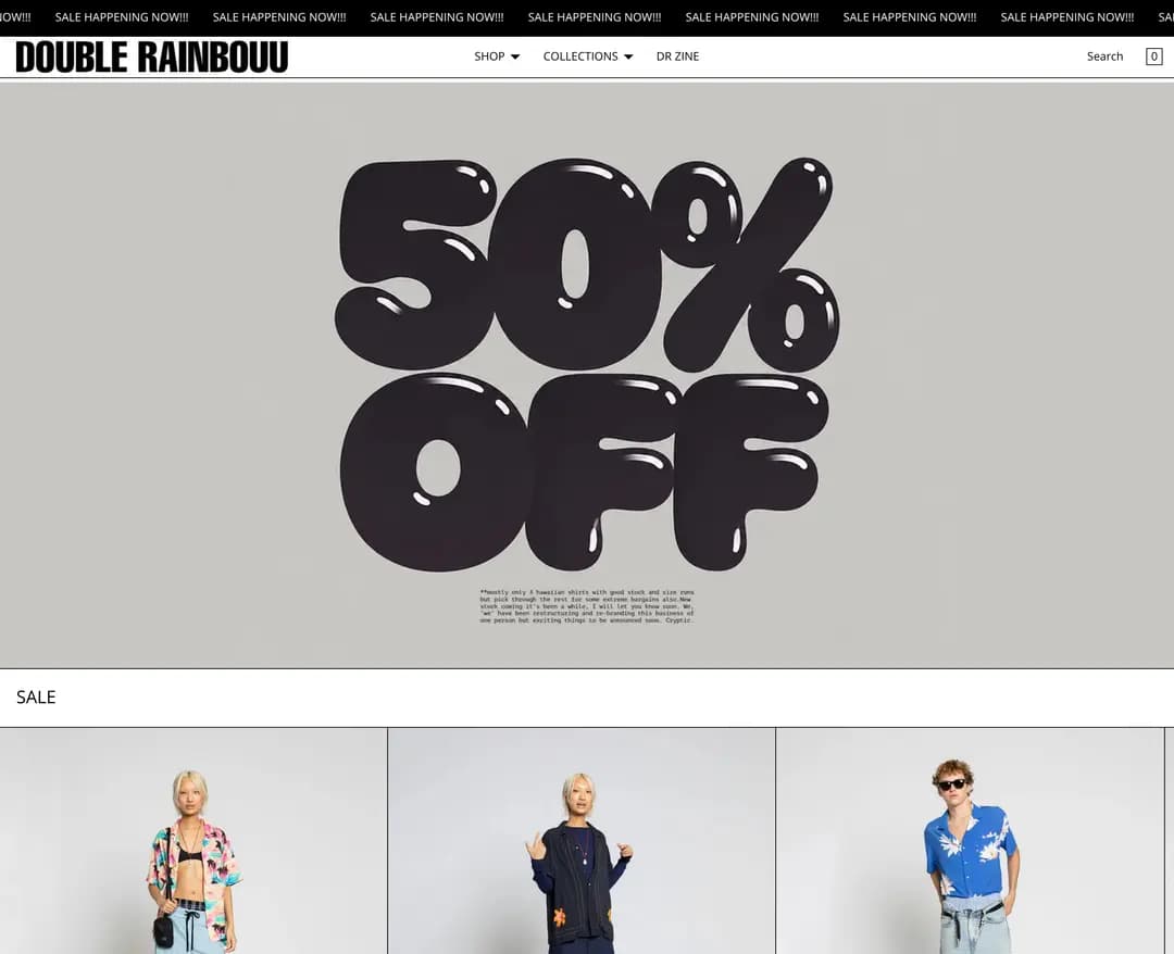 DOUBLE RAINBOUU — 패션 쇼핑몰 웹사이트 디자인 레퍼런스