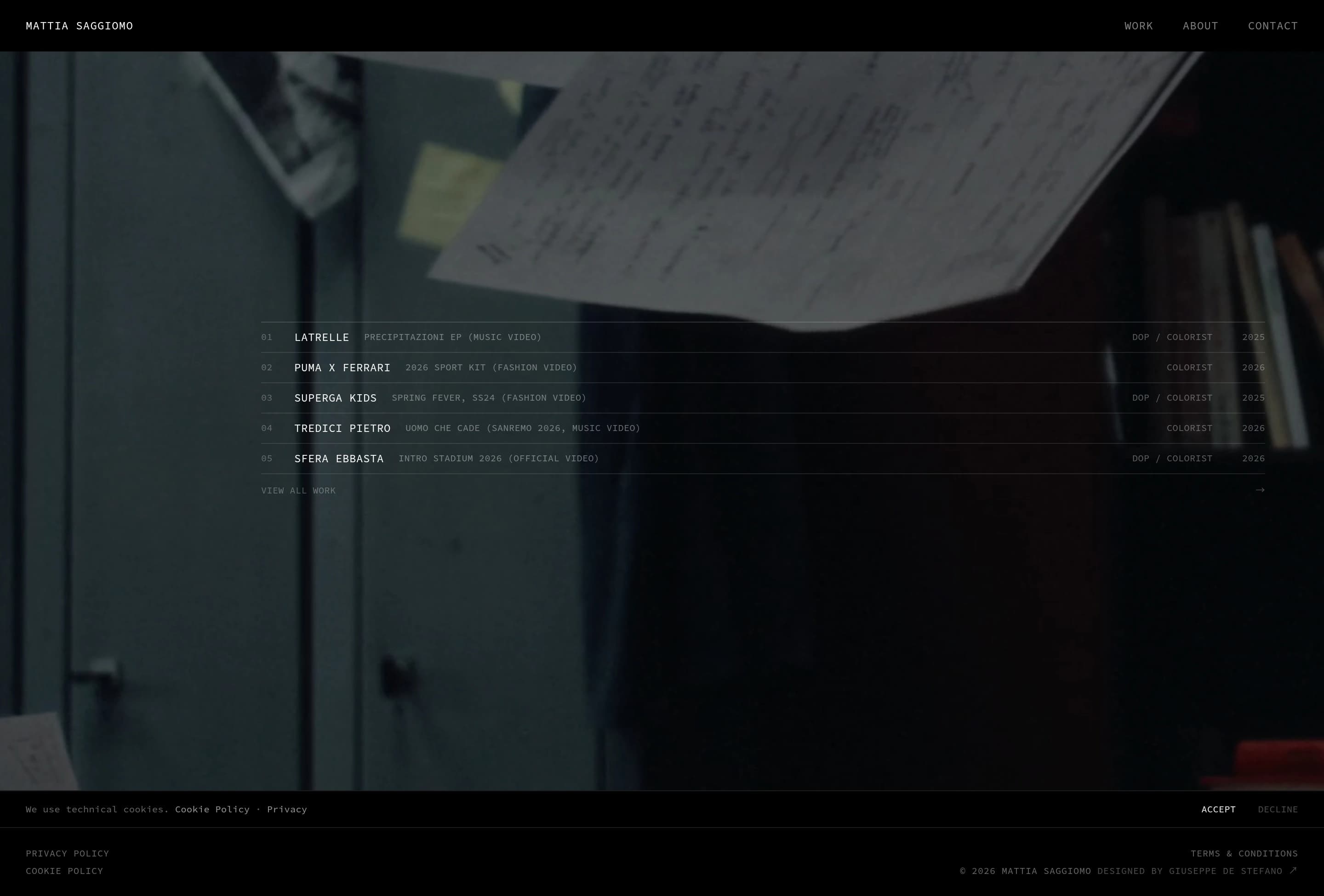 Mattia Saggiomo — 기타 포트폴리오 웹사이트 디자인 레퍼런스