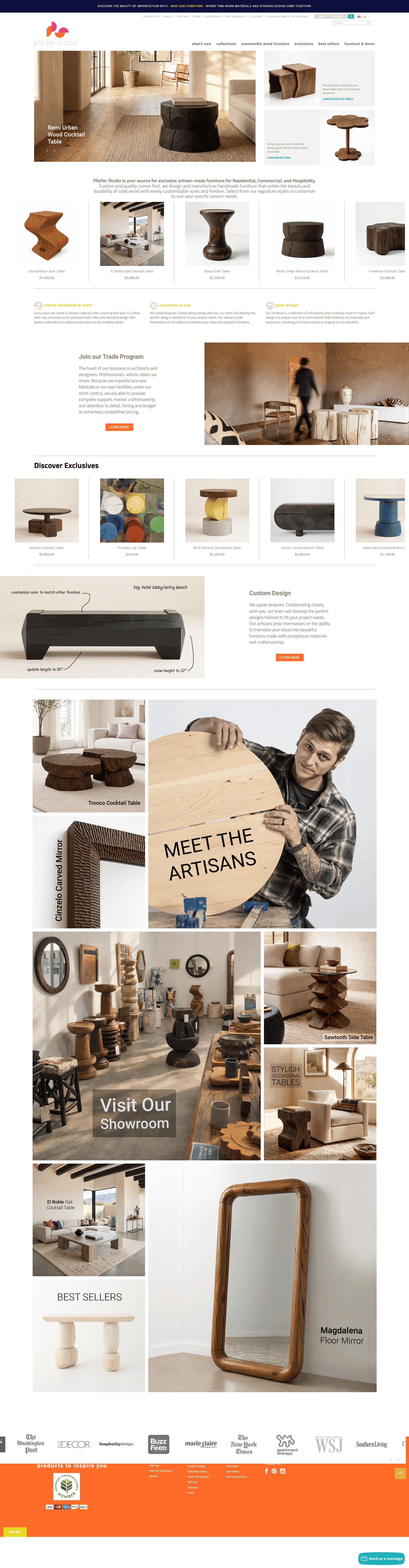 Pfeifer Studio | Artisan-Made, Sustainable Furniture for Designers and Architects — 인테리어/가구 쇼핑몰 웹사이트 디자인 레퍼런스 스크린샷 1