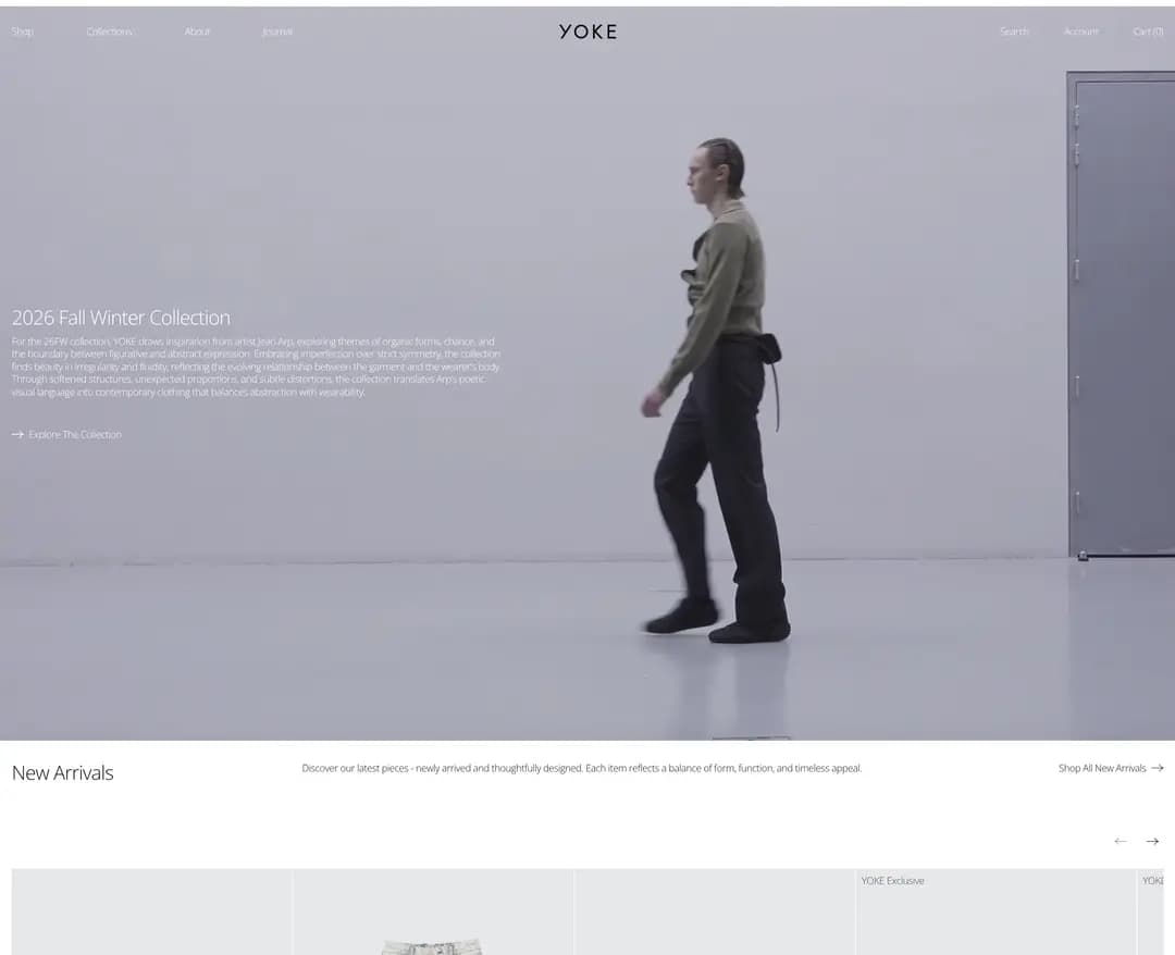 YOKE — 패션 쇼핑몰 웹사이트 디자인 레퍼런스