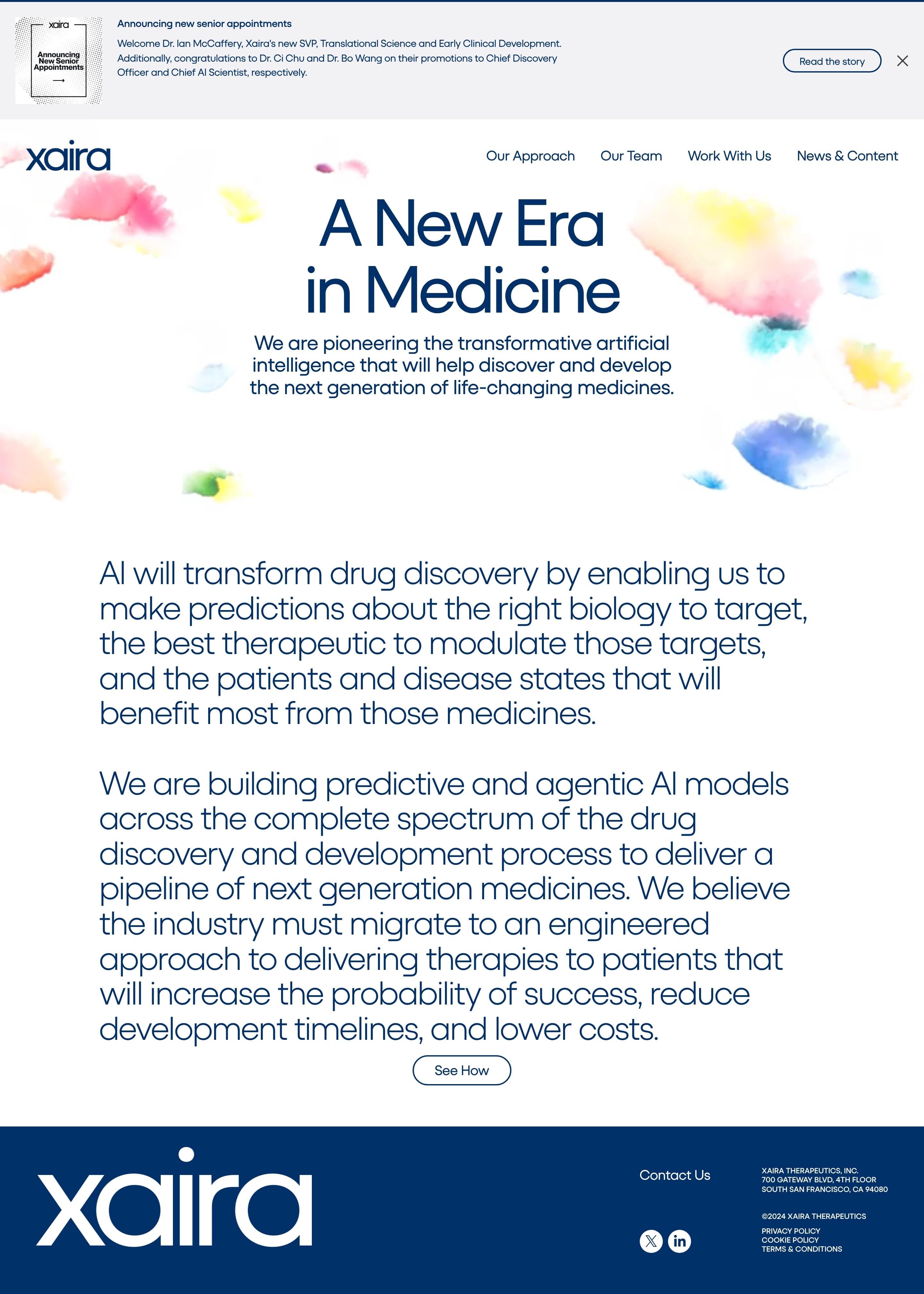 Xaira Therapeutics — 병원/의료 브랜드/기업 웹사이트 디자인 레퍼런스