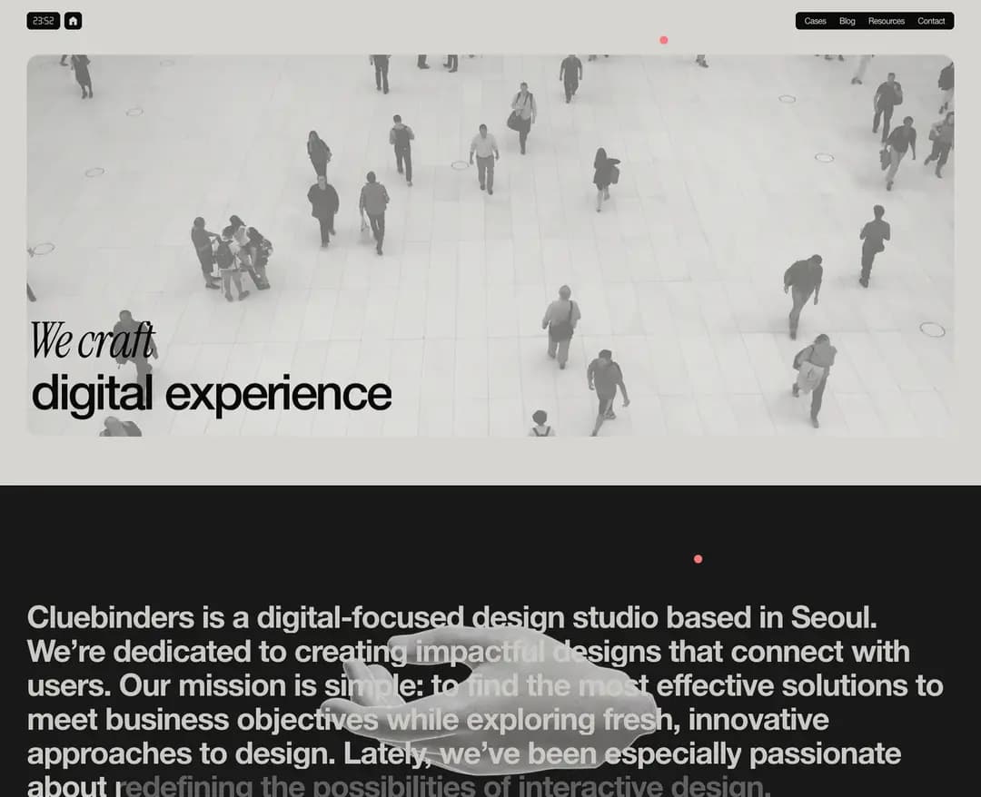 cluebinders — IT/스타트업 포트폴리오 웹사이트 디자인 레퍼런스