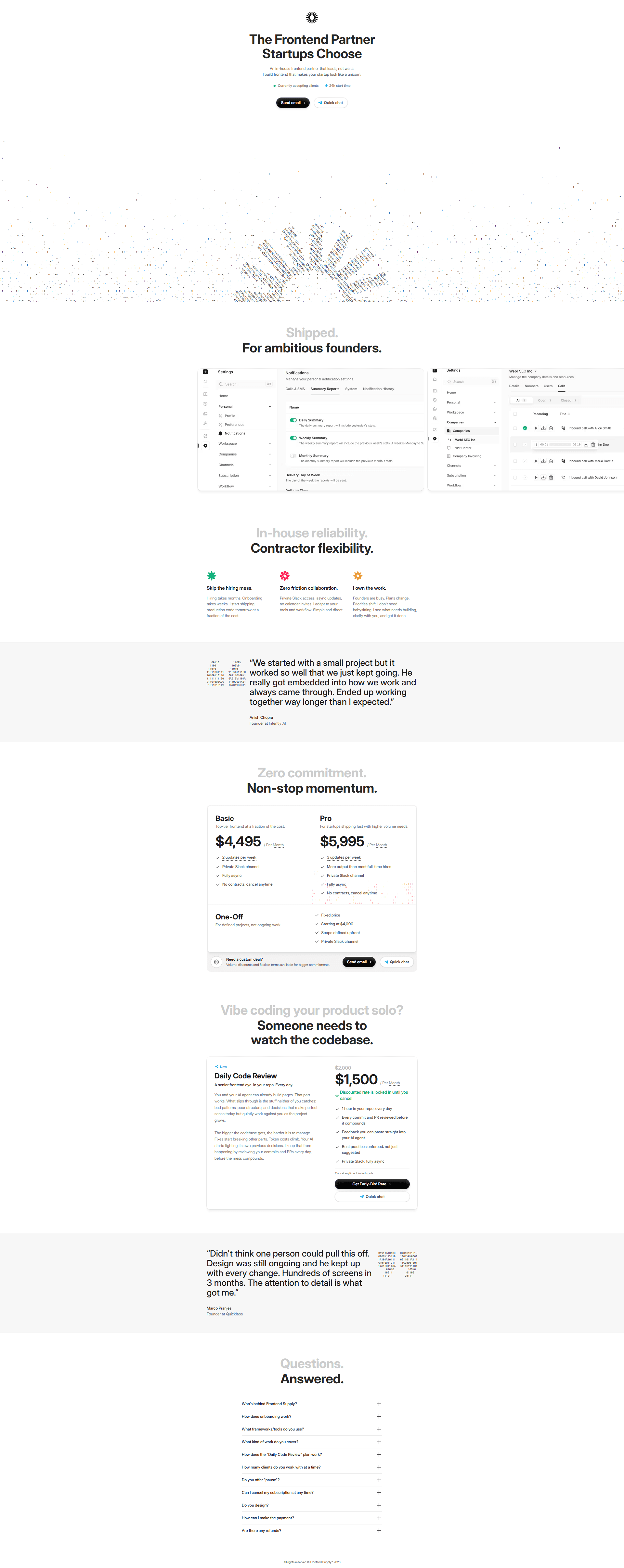 Frontend Supply™ — IT/스타트업 플랫폼/서비스 웹사이트 디자인 레퍼런스 스크린샷 1