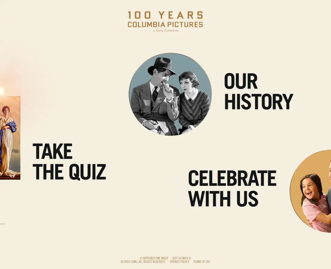 100 Years of Columbia Pictures — 기타 랜딩페이지 웹사이트 디자인 레퍼런스
