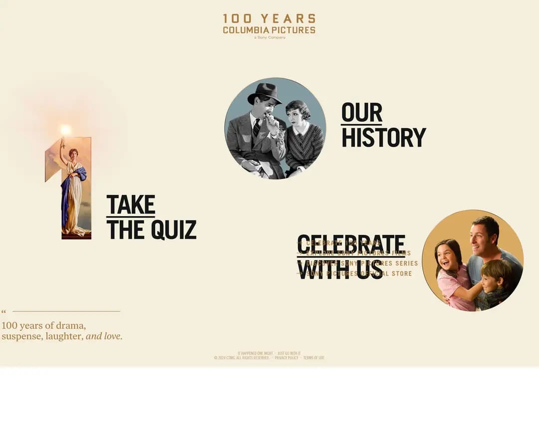 100 Years of Columbia Pictures — 기타 랜딩페이지 웹사이트 디자인 레퍼런스