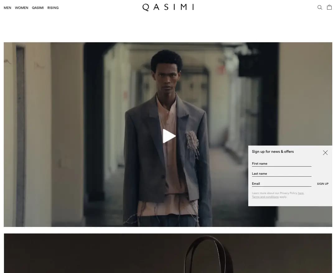 QASIMI — 패션 쇼핑몰 웹사이트 디자인 레퍼런스