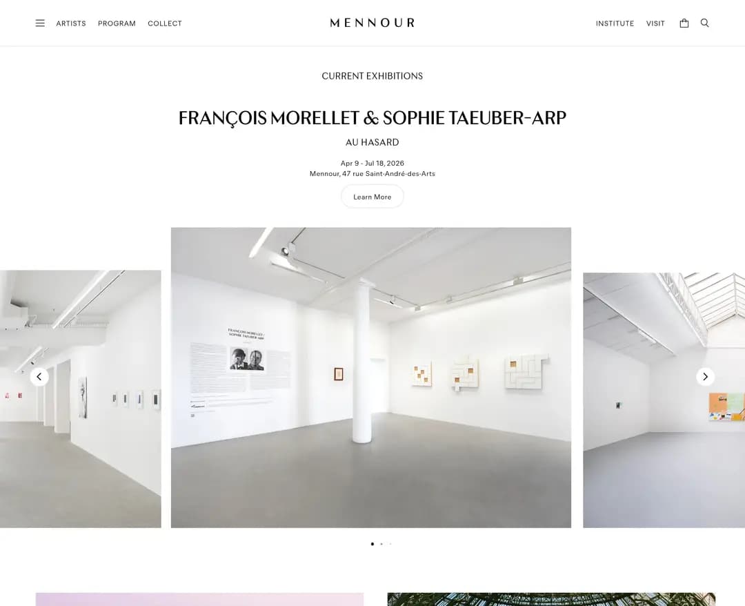Mennour — 기타 소개 웹사이트 디자인 레퍼런스