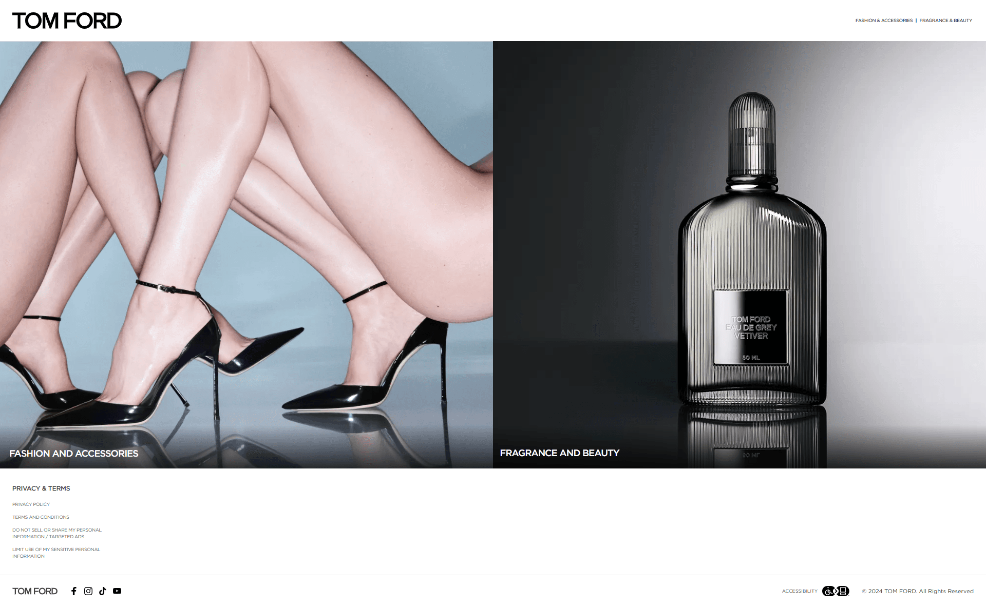 톰 포드 | Tom Ford — 패션 브랜드/기업 웹사이트 디자인 레퍼런스 스크린샷 1