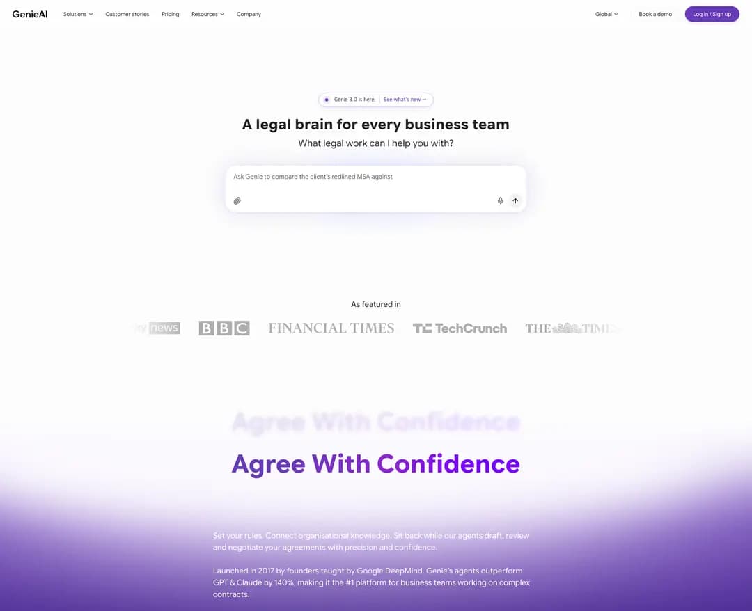 GenieAI — 법률/세무 플랫폼 웹사이트 디자인 레퍼런스