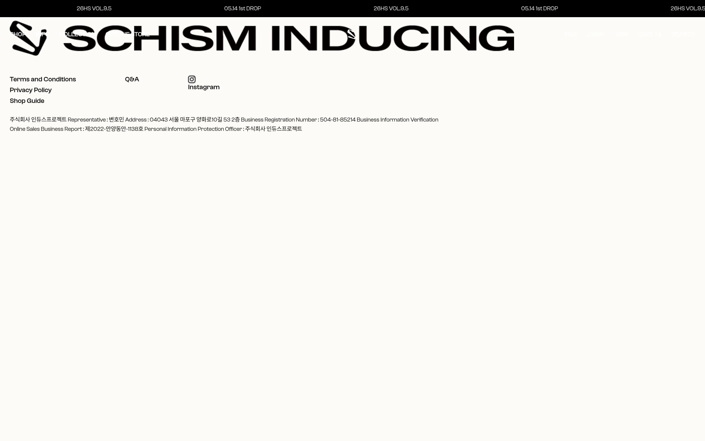 SCHISM INDUCING — 패션 쇼핑몰 웹사이트 디자인 레퍼런스