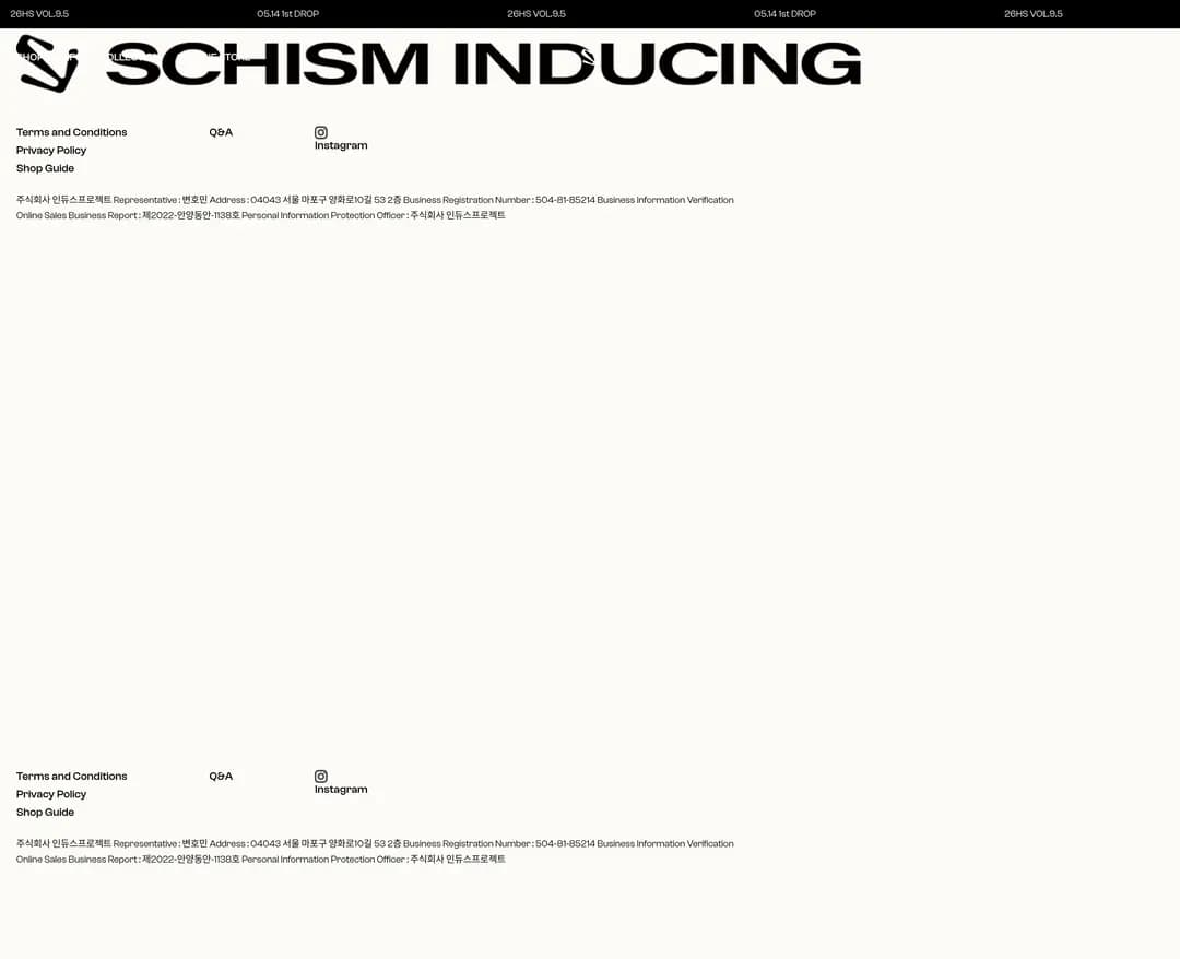 SCHISM INDUCING — 패션 쇼핑몰 웹사이트 디자인 레퍼런스