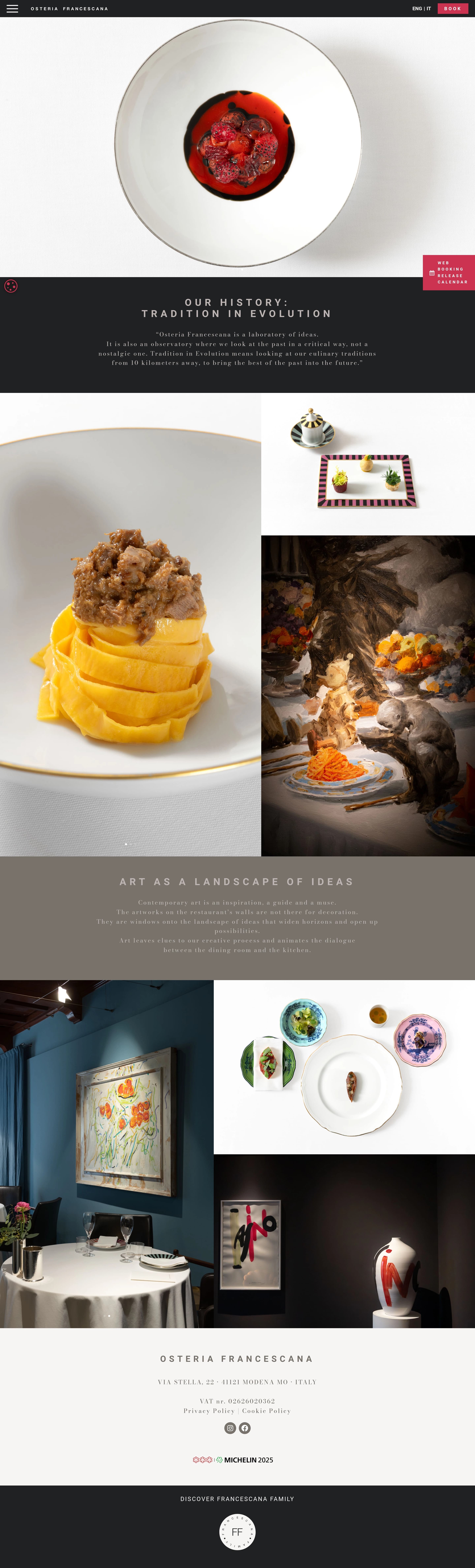 OSTERIA FRANCESCANA — 카페/음식 소개 웹사이트 디자인 레퍼런스