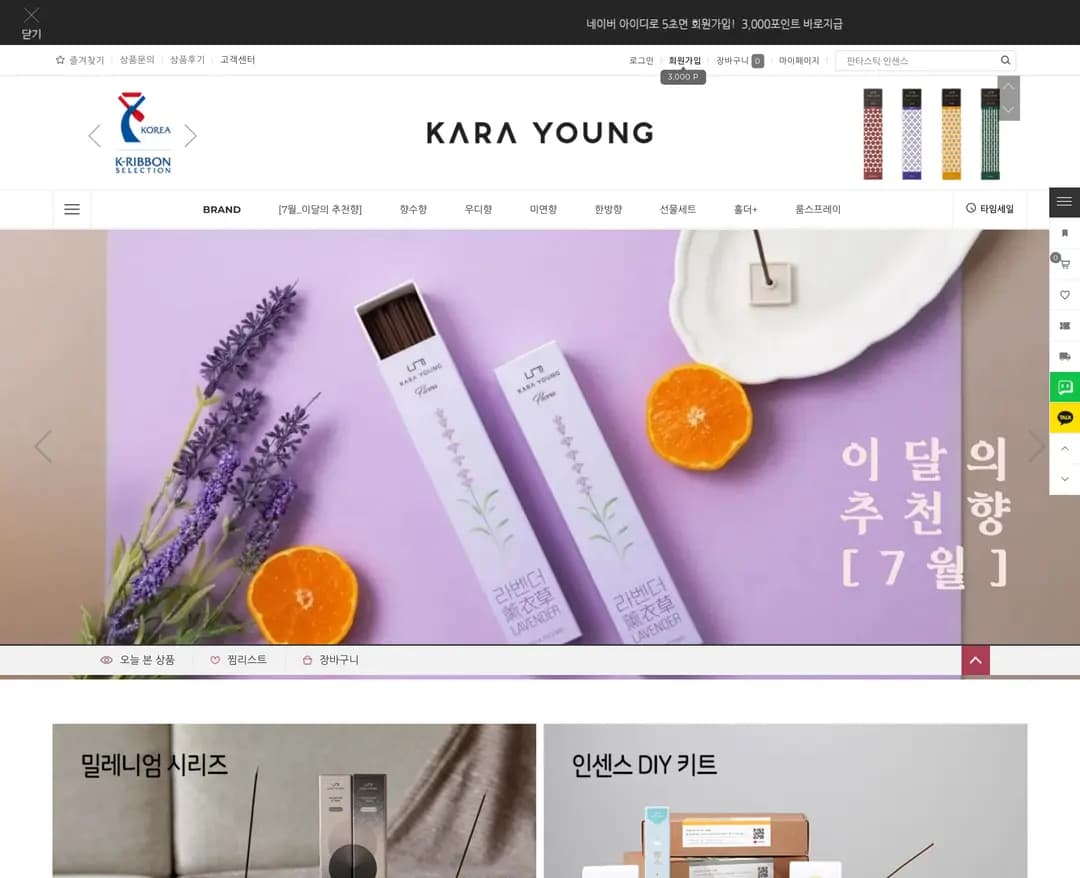 KARA YOUNG — 라이프스타일 쇼핑몰 웹사이트 디자인 레퍼런스