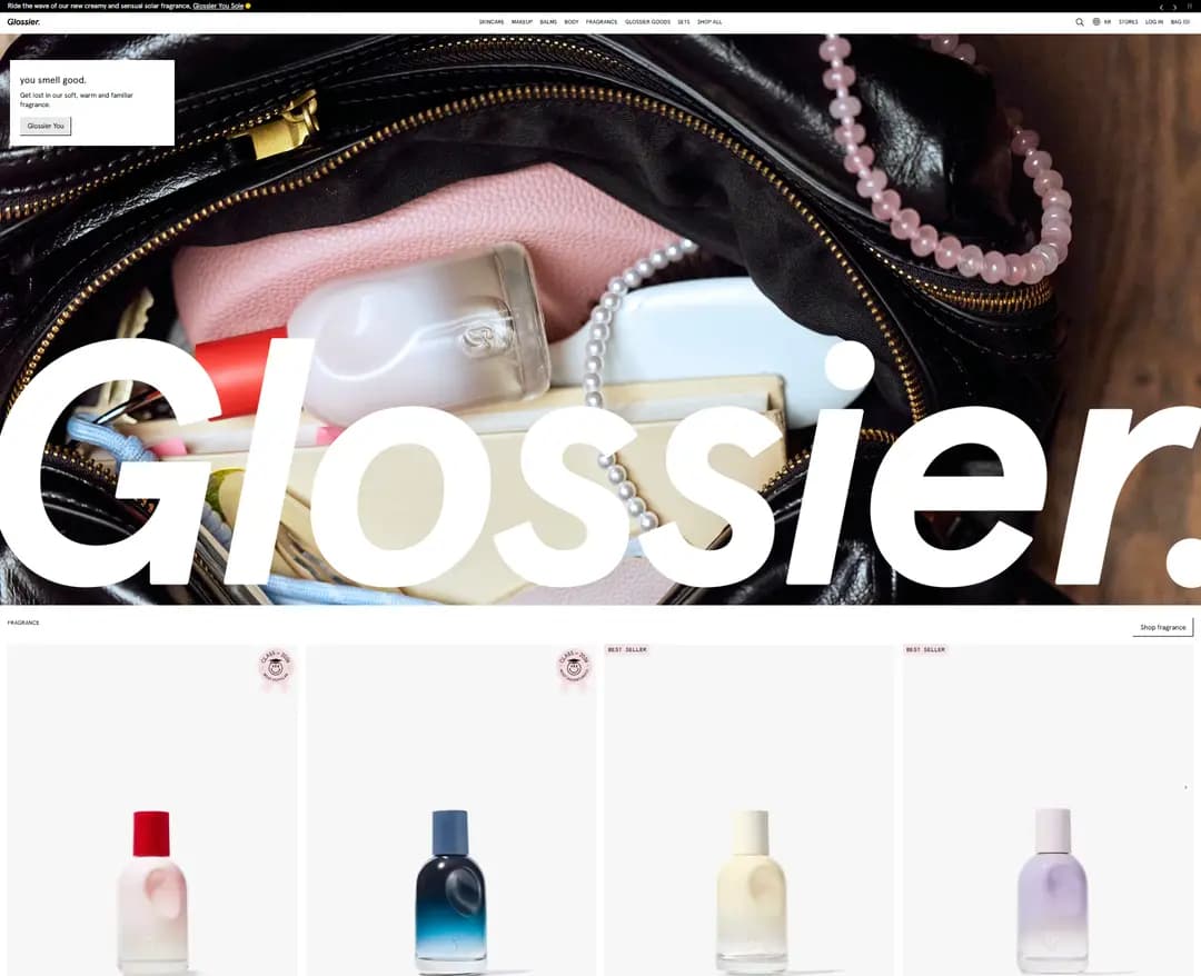 Glossier — 화장품 쇼핑몰 웹사이트 디자인 레퍼런스