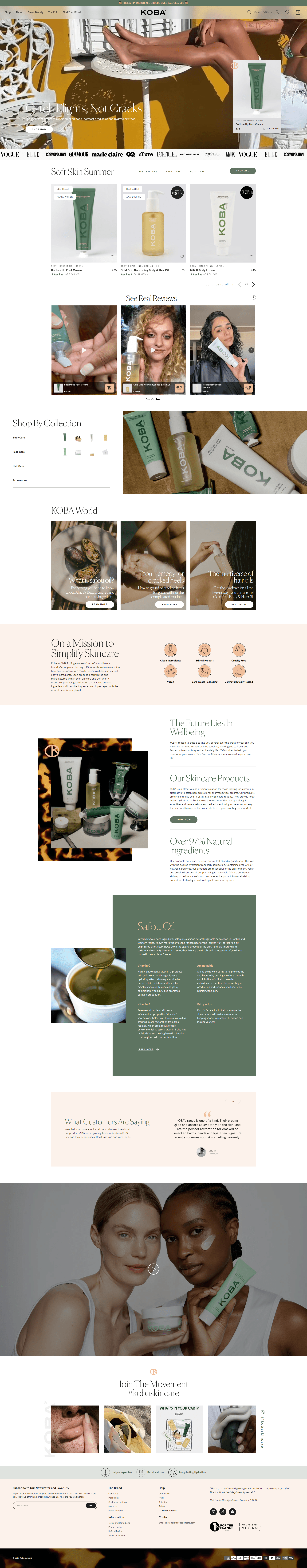 KOBA skincare — 화장품 쇼핑몰 웹사이트 디자인 레퍼런스 스크린샷 1