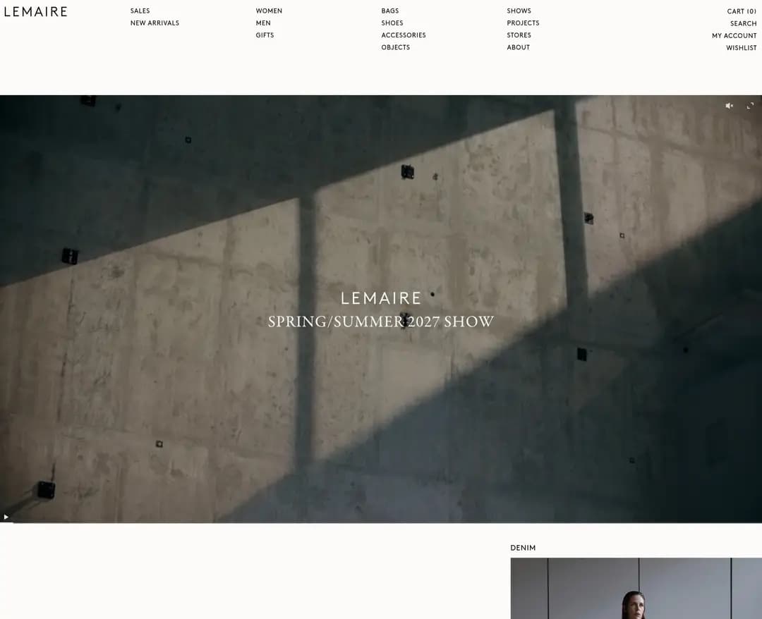 LEMAIRE — 패션 쇼핑몰 웹사이트 디자인 레퍼런스