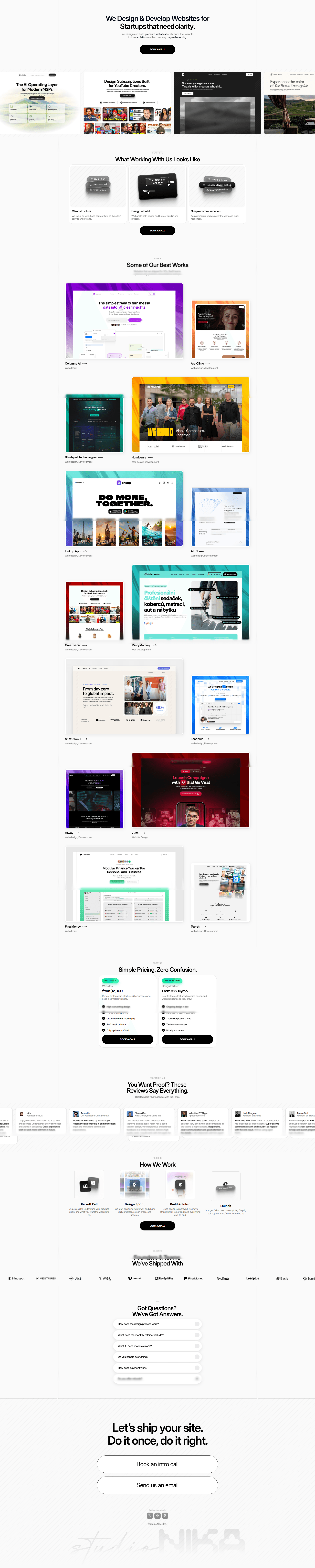 Studio Nika — IT/스타트업 포트폴리오 웹사이트 디자인 레퍼런스 스크린샷 1