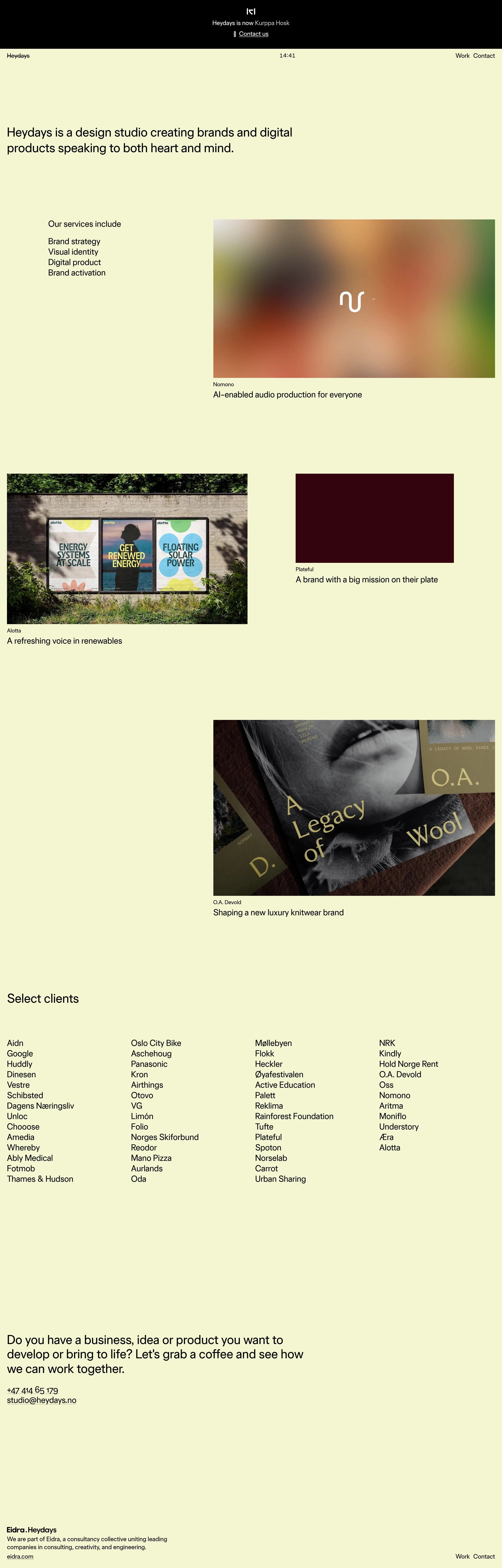 Heydays — 기타 포트폴리오 웹사이트 디자인 레퍼런스