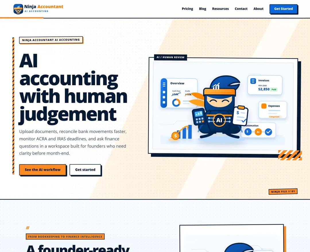 Ninja Accountant — 법률/세무 플랫폼 웹사이트 디자인 레퍼런스