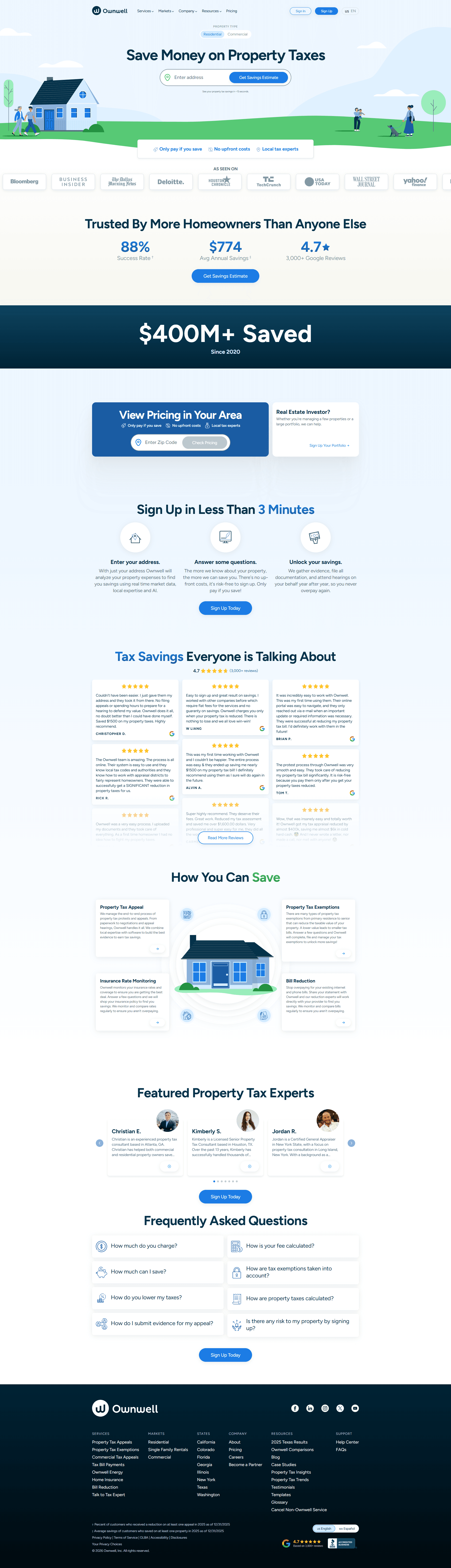 Ownwell: Reduce Your Property Taxes — 금융/부동산 플랫폼/서비스 웹사이트 디자인 레퍼런스 스크린샷 1