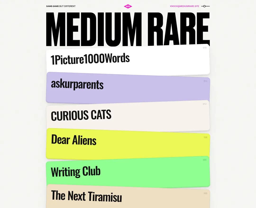MEDIUM RARE — 기타 콘텐츠 웹사이트 디자인 레퍼런스