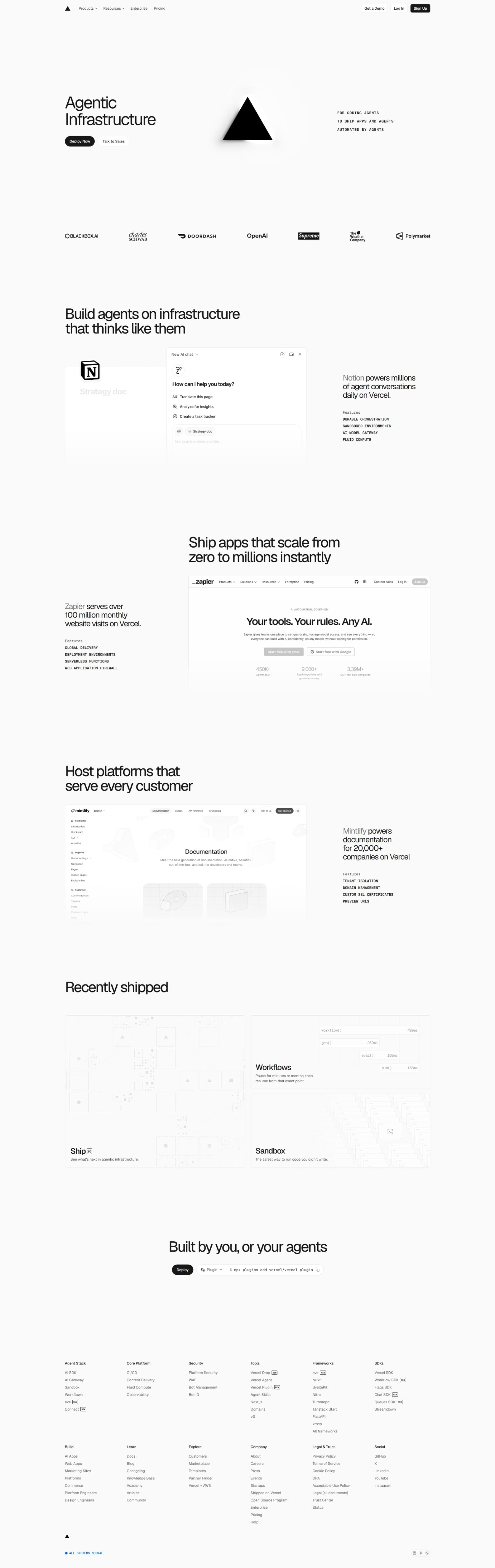 Vercel — IT/스타트업 플랫폼 웹사이트 디자인 레퍼런스 스크린샷 1