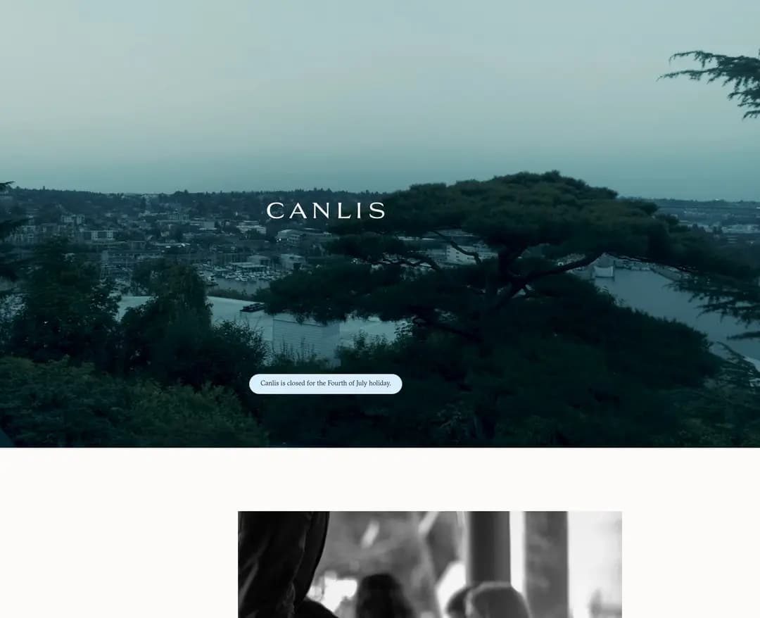 Canlis — 카페/음식 소개 웹사이트 디자인 레퍼런스
