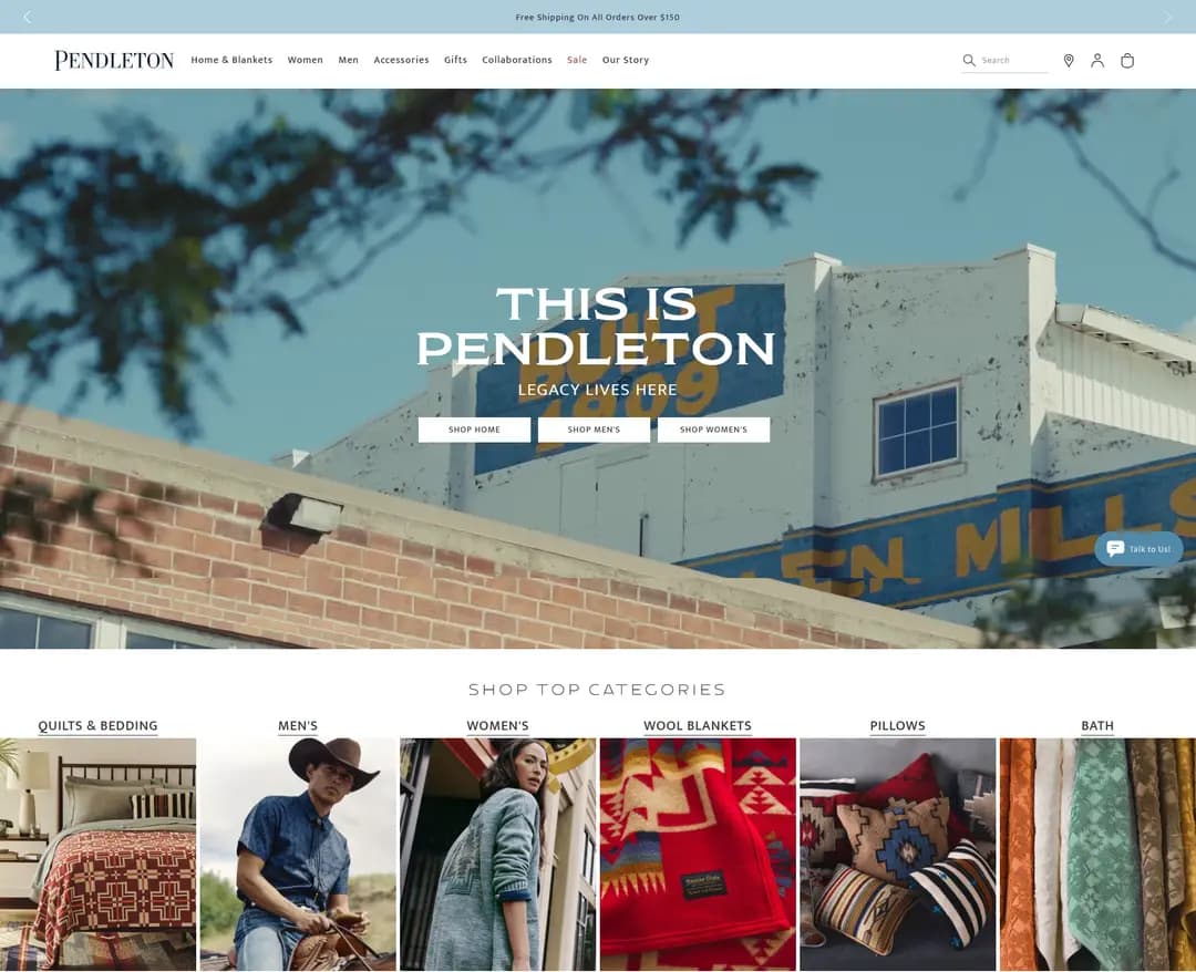 Pendleton — 패션 쇼핑몰 웹사이트 디자인 레퍼런스