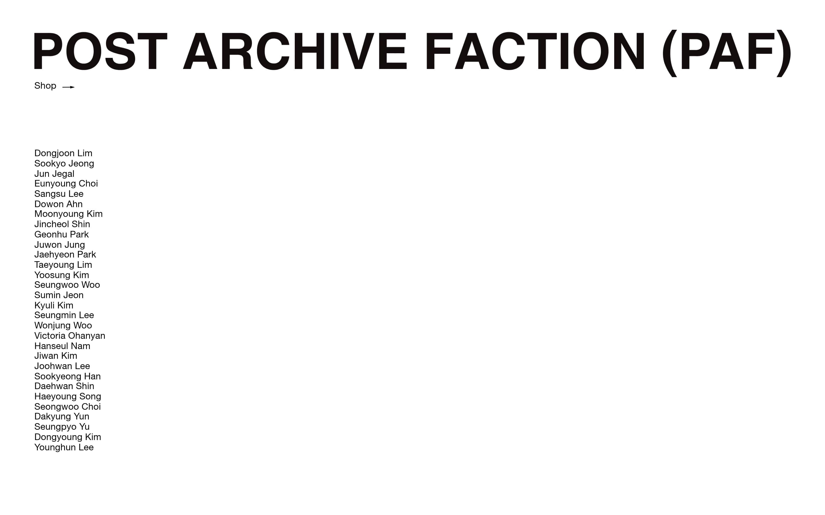 POST ARCHIVE FACTION (PAF) — 패션 쇼핑몰 웹사이트 디자인 레퍼런스