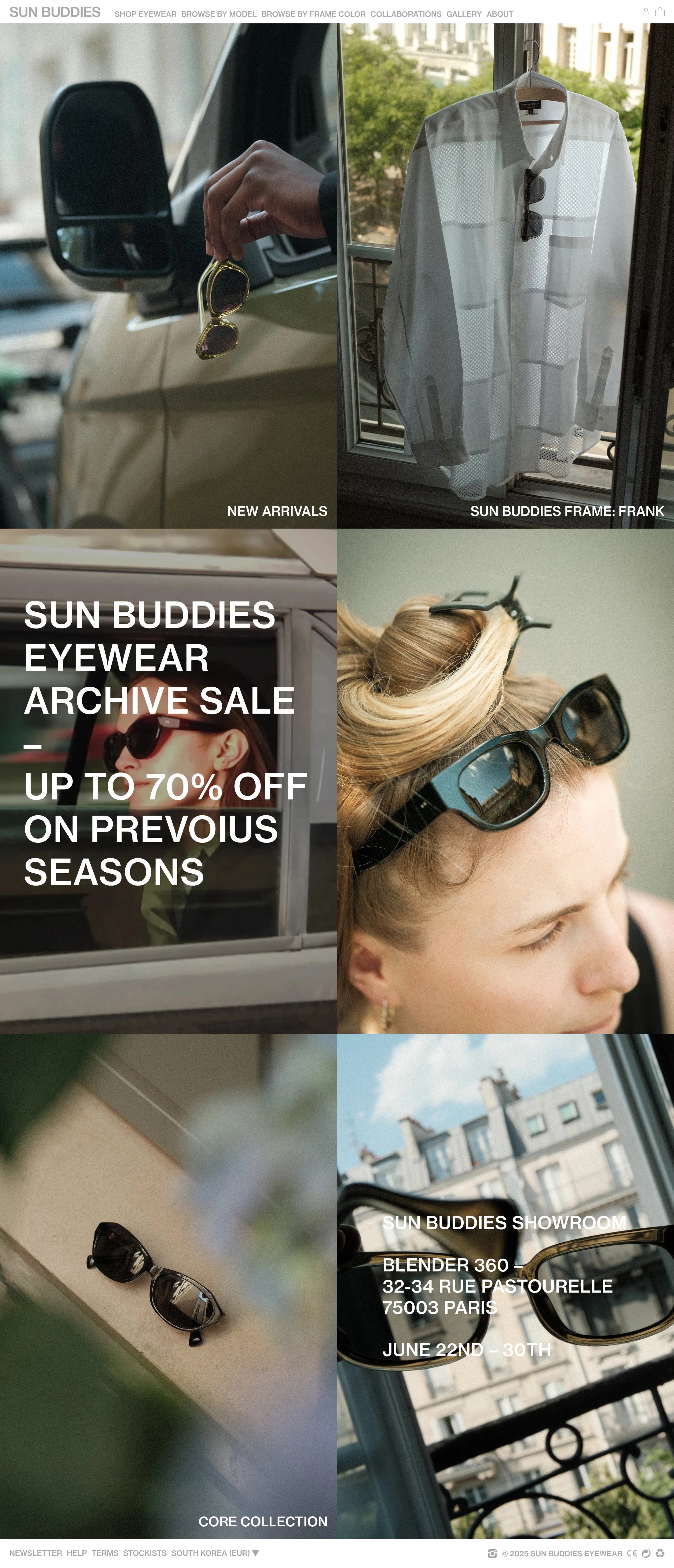 Sun Buddies — 패션 쇼핑몰 웹사이트 디자인 레퍼런스