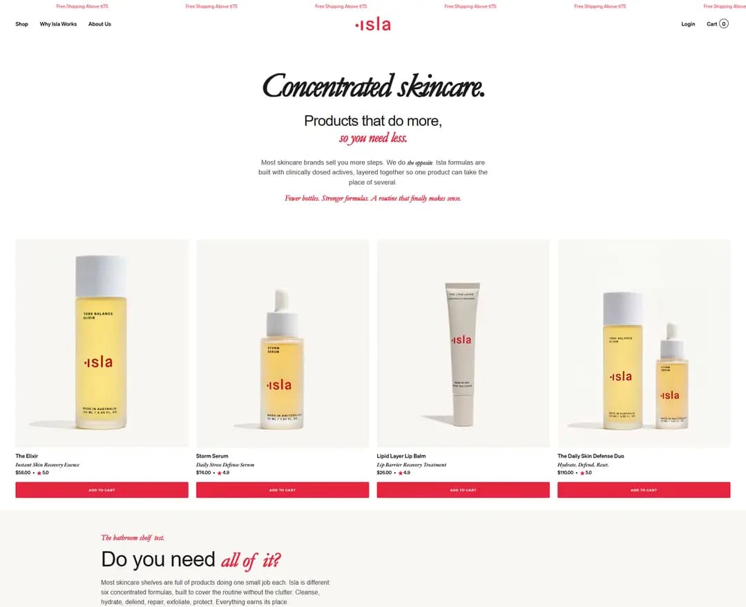 Isla Beauty — 화장품 쇼핑몰 웹사이트 디자인 레퍼런스