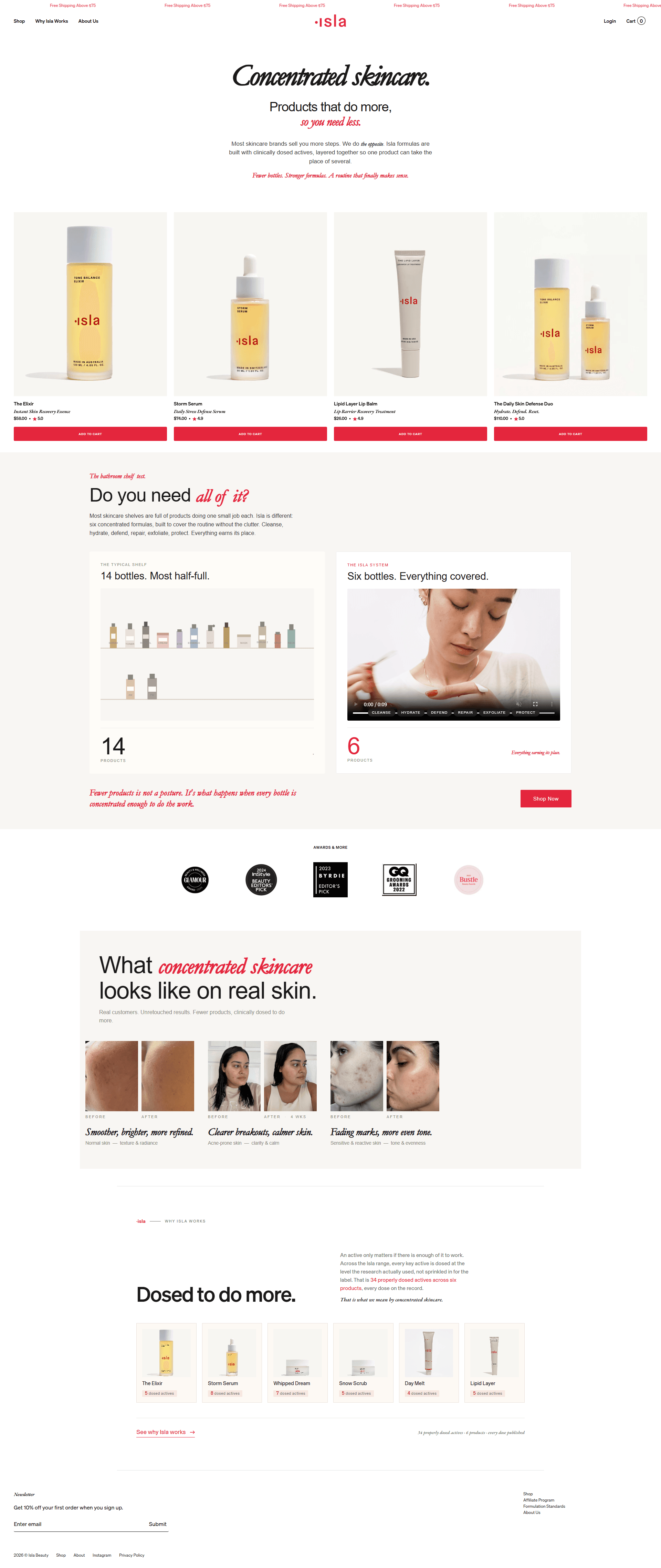 Isla Beauty — 화장품 쇼핑몰 웹사이트 디자인 레퍼런스 스크린샷 1