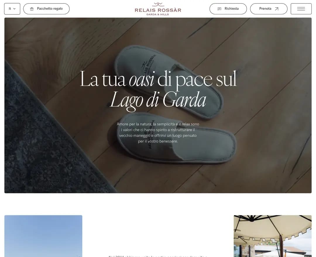 Relais con Spa tra le Colline | Lago di Garda – Rossar — 여행/호텔 랜딩페이지 웹사이트 디자인 레퍼런스
