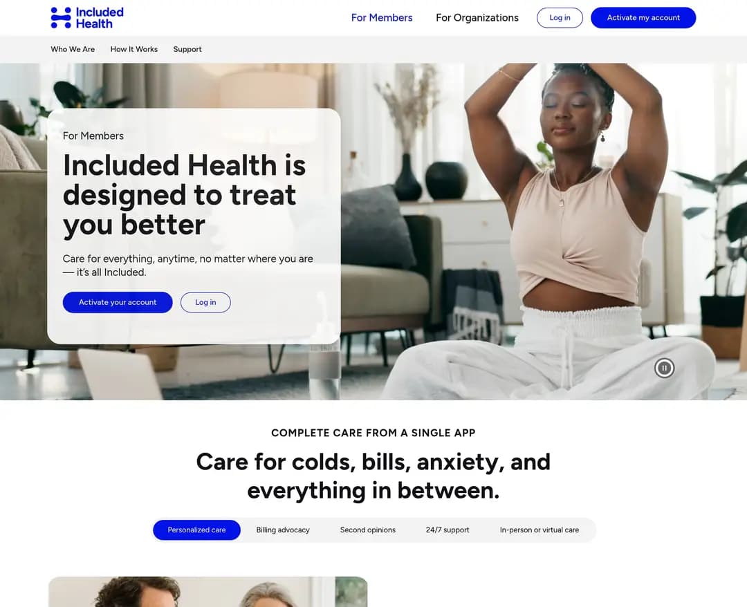 Included Health — 병원/의료 소개 웹사이트 디자인 레퍼런스