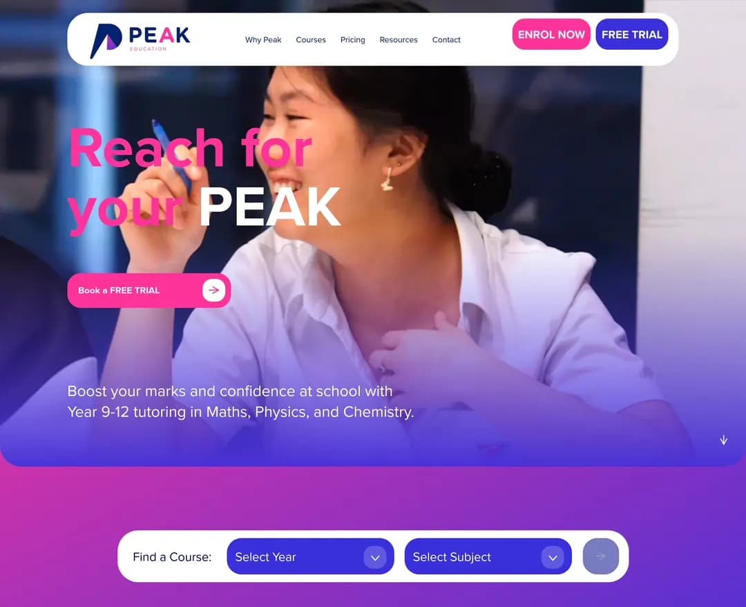 Peak Education — 교육 랜딩페이지 웹사이트 디자인 레퍼런스