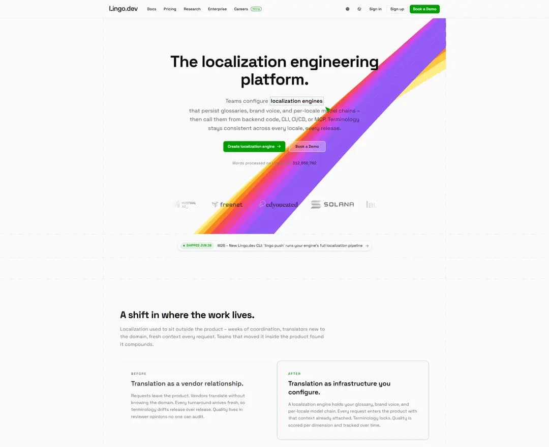 Lingo.dev — IT/스타트업 플랫폼 웹사이트 디자인 레퍼런스