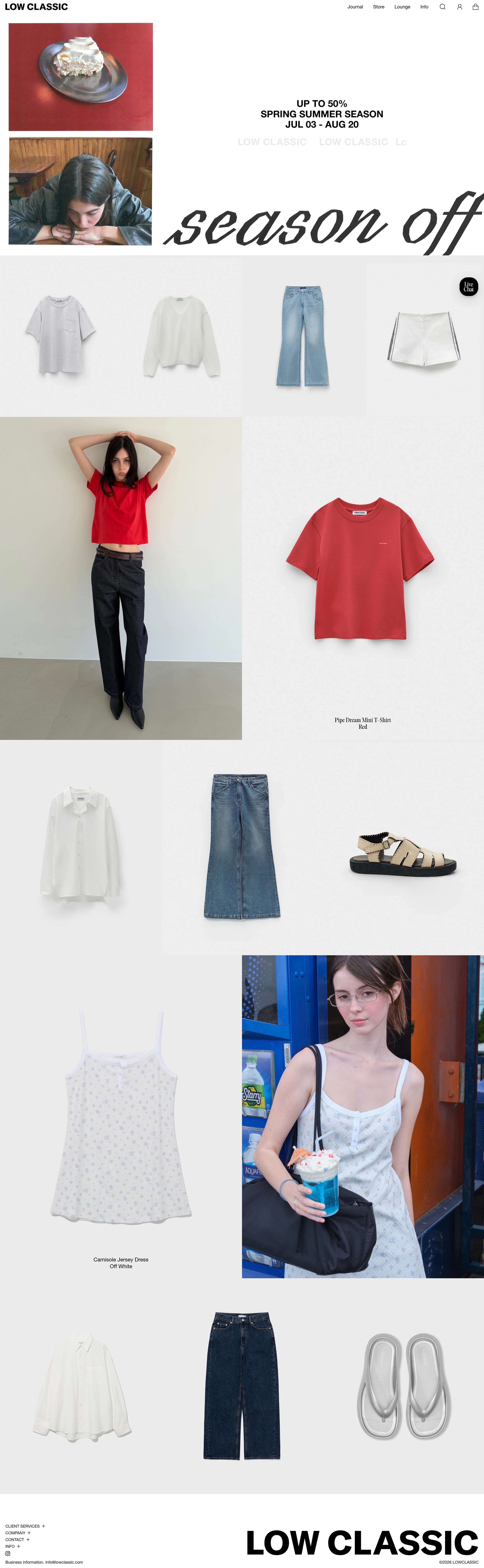 LOW CLASSIC — 패션 쇼핑몰 웹사이트 디자인 레퍼런스