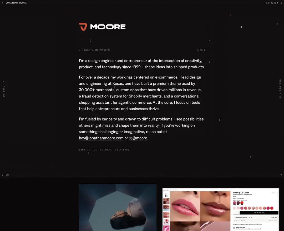 Jonathan Moore — 기타 브랜드/기업 웹사이트 디자인 레퍼런스
