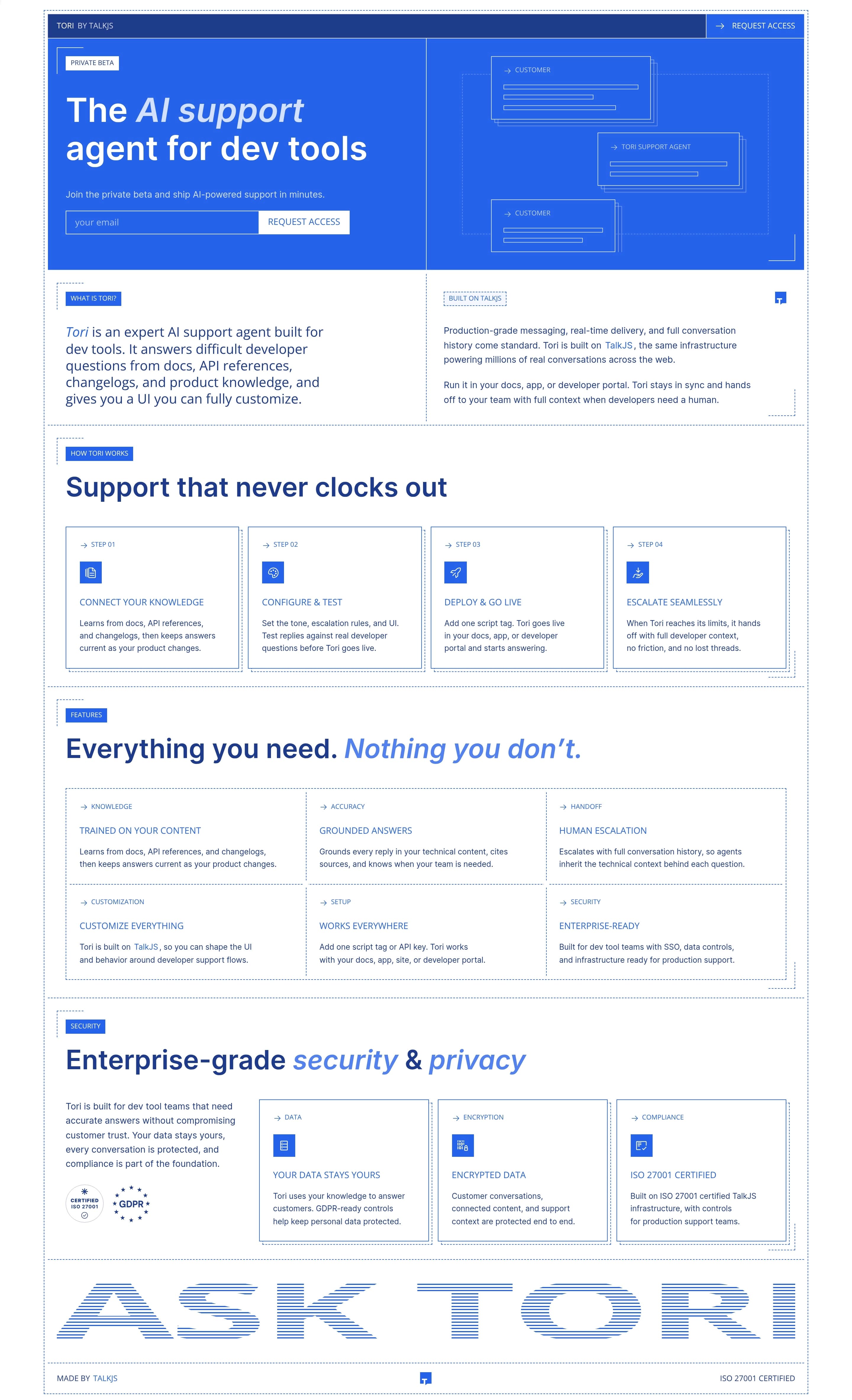 Tori by TalkJS — IT/스타트업 플랫폼/서비스 웹사이트 디자인 레퍼런스