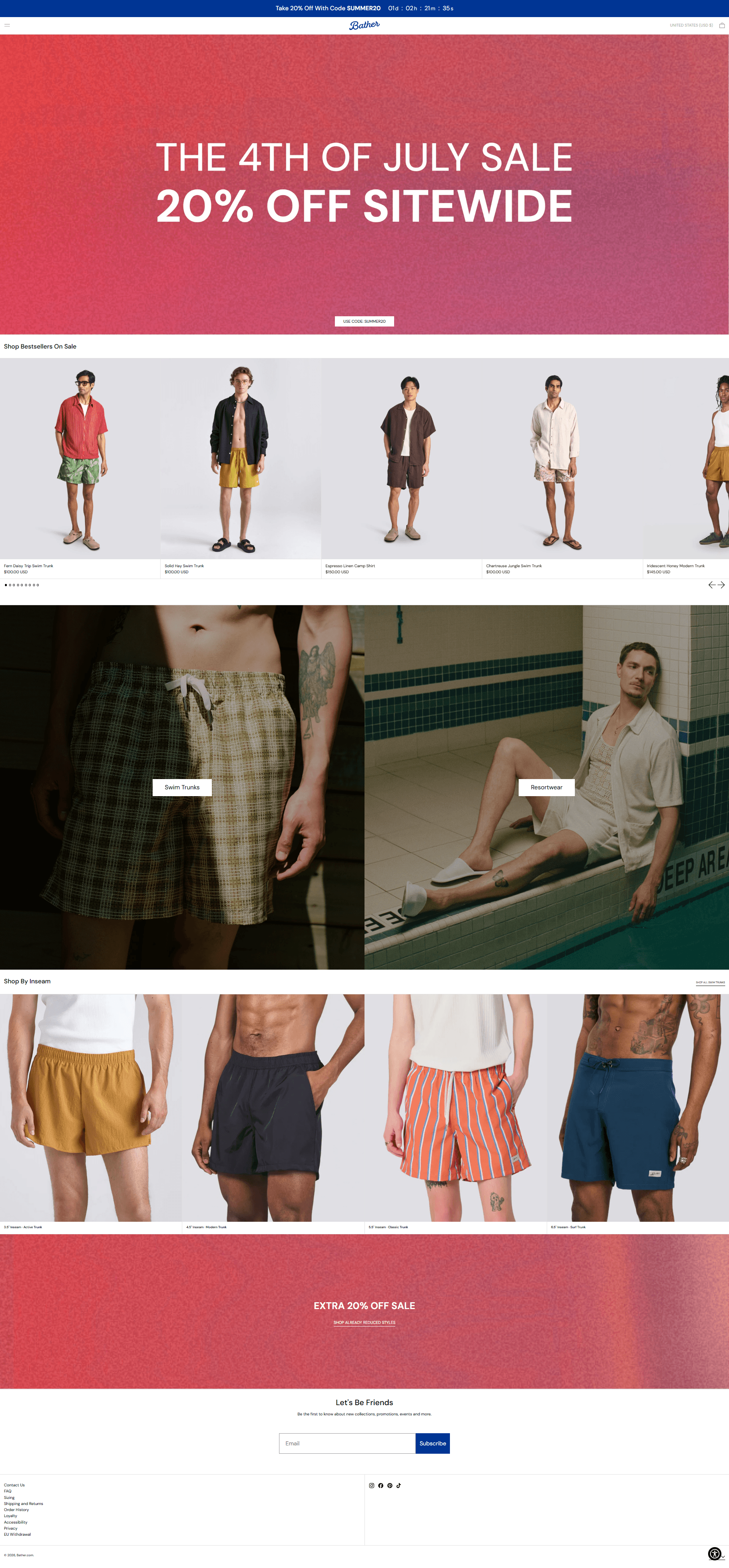 Bather — 패션 쇼핑몰 웹사이트 디자인 레퍼런스 스크린샷 1