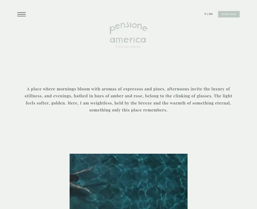 Pensione America — 여행/호텔 랜딩페이지 웹사이트 디자인 레퍼런스