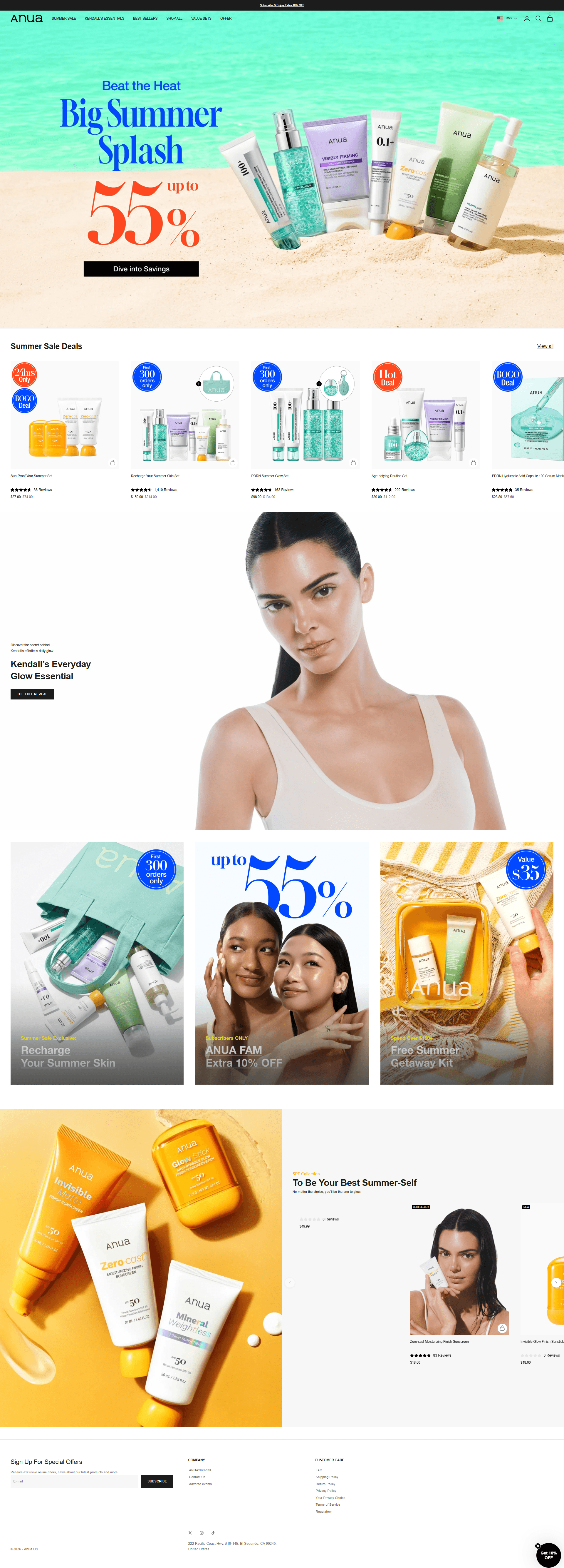 Anua US — 화장품 쇼핑몰 웹사이트 디자인 레퍼런스 스크린샷 1