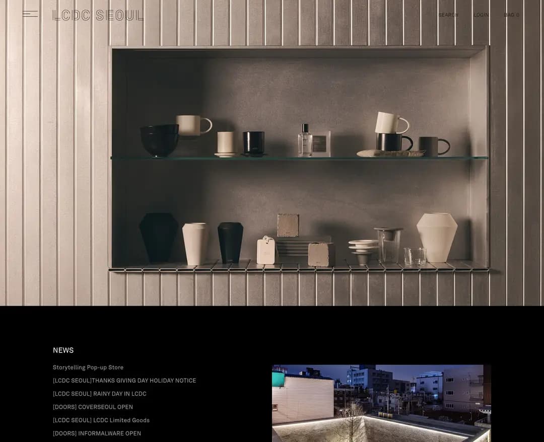 LCDC SEOUL — 라이프스타일 소개 웹사이트 디자인 레퍼런스